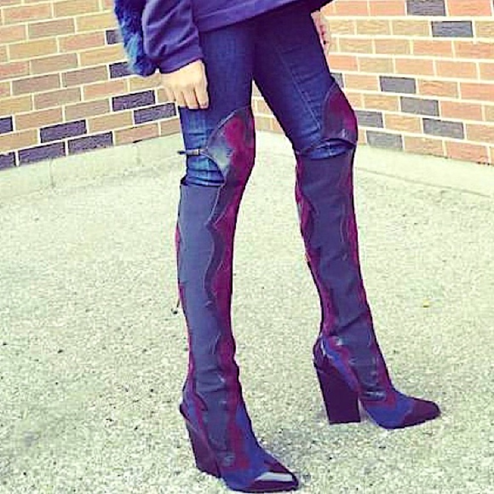 SERGIO ROSSI Suede Over The Knee Boots - Picture 3 of 5